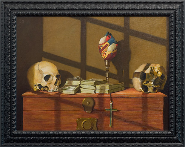 Chris Peters | Love's Memorial | Skull Still Life Painting